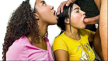 Cute LATINA STEPSISTERS swore they were good girls at home... both throated my BWC on their knees