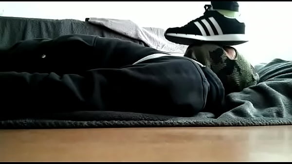 Sub boy under Goddess sneakers