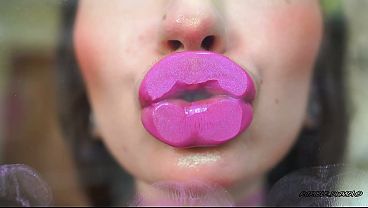 Nasty Messy Purple Lipgloss Kiss   Spit Kissing