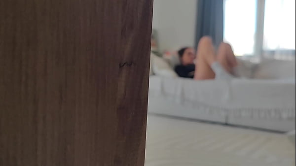 Stepsister was jerking off, and I helped her cum and fuck in her ANAL!