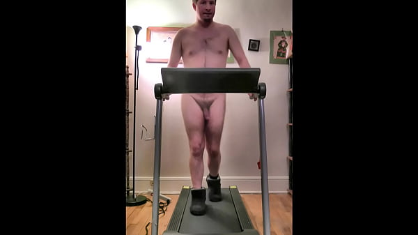 Brian the Exhibitionist Nudist Treadmill sexy workout, then masturbation and butt plug