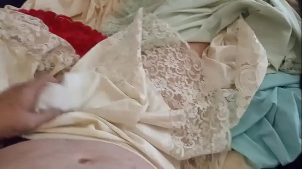 Stroking My Cock with a Lacy Vassarette Half Slip