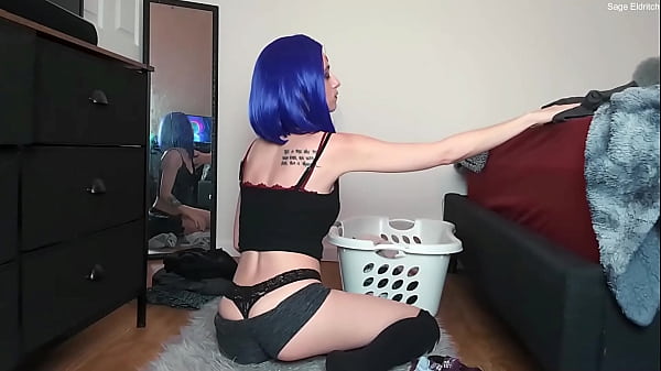 Raven Whaletail Thong Ass: Sage Eldritch Folding The Laundry [voyeur] thumbnail