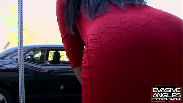 Evasive Angles Sienna Dream Loves Walking The Streets In The Middle Of The Day Wearing Her Super Short Red Dress With Her Hair Loose Down Her Back. thumbnail