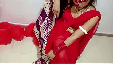 Newly Married Indian WifeIn Red_Sari CelebratingValentine With_Her DesiHusbandFull Hindi BestXXX