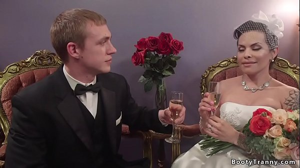 Big Tits Brunette Shemale Bride Ts Foxxy Wanks And Sucks Her Husbands Zane Anders Dick Then In White Lingerie Anal Fucks Him thumbnail