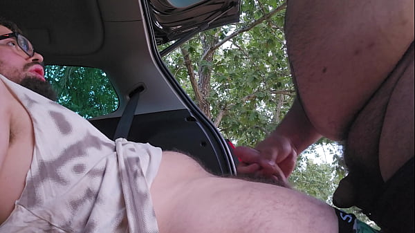 Hairy bear gives me a cruising handjob until I cum