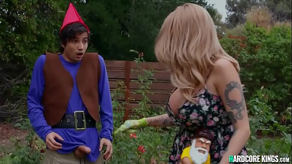 Huge Tits Blonde Milf Joslyn James Is Gardening When Grabbing New Lawn Gnome Ricky Spanish For Big Cock And Bringing Him In Bed For Fucking And Sucking thumbnail