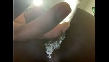 Ebony Male Gay Anal taking a huge dildo in white panties 