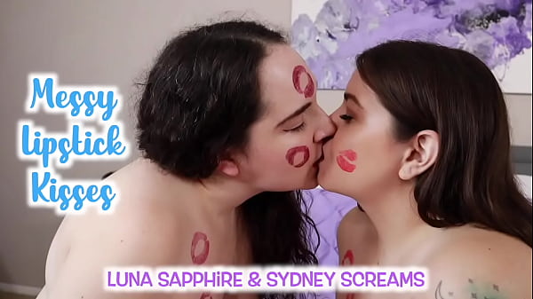 Nonton Messy Lipstick Kisses - Lipstick Lesbians Luna Sapphire And Sydney Screams Cover Each Other With Red Lipstick Kiss Marks - Kissing, Lipstick Kisses, Lipstick Marks thumbnail