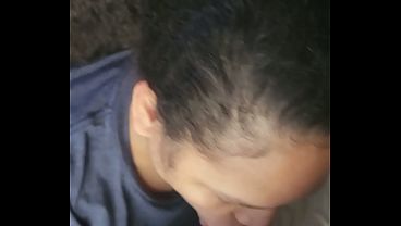 Mixed wife sucks cock and gets cum in mouth