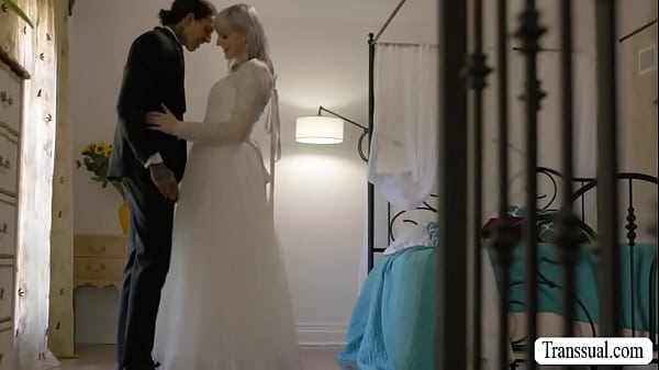 Shemale Bride And Her Future Husband Are In The Room Having Sex And Her Brides Maid Joins Them.they Start Fucking On The Bed In Threesome Way. thumbnail