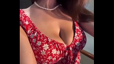 Stepmom fondles her big tits and excites