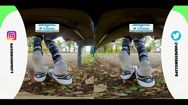 [VR180 - 3D] Girl with sweaty adidas sneakers and totally dirty stinky socks smelly feet and lick her shoes