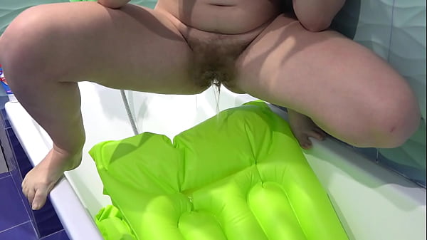 Pee, Spit And Masturbate With An Inflatable Beach Mattress. A Blonde With An Overgrown Cunt Loves An Unusual Fetish Of Entertainment. thumbnail