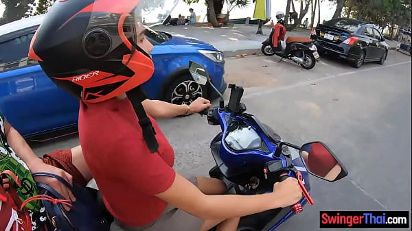 Asian amateur teen slut with big fake tits titjob back in the hotel 