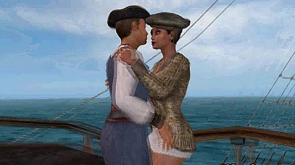 This sexy 3D pirate babe is riding a big cock 