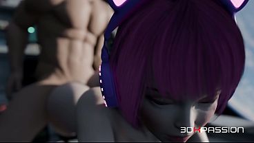 Every Game Ends... Except This One. Catgirl Io Gets Her Ass Destroyed Sloppy BJ & Cumshots