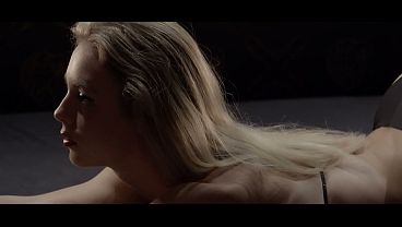 Slim Blonde in Black Lingerie Teases Muscular Stud on Her Knees... He'_s About to Wreck Her