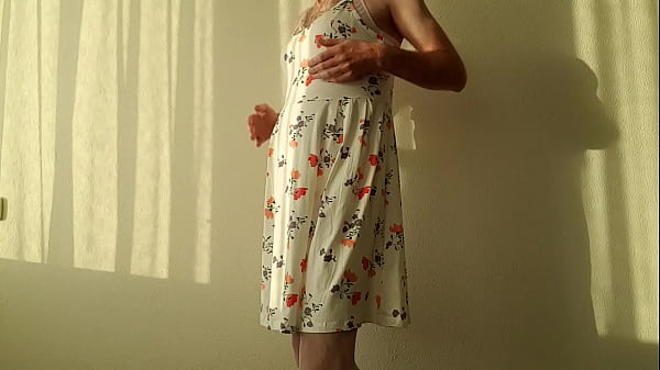 Man Wear Romantic Dress And Pink Womans Underwear. thumbnail