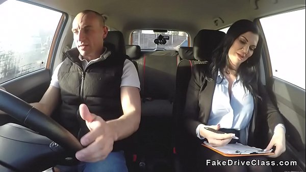 Muscular Guy Bangs Huge Tits Brunette Examiner In Car In Public thumbnail