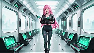 Nonton Ai-generated- Pink-haired Leather Tech! Private Vibes In A Neon-lit Cyber Corridor. thumbnail