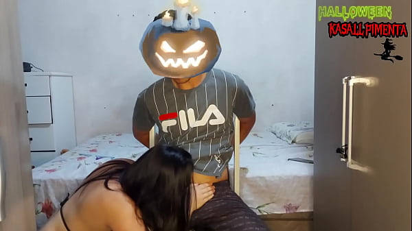 Halloween Witch Wants To Have Sex With Porn Actor, With Her Magic She Makes Him Appear Tied Up In Her Room, And Gives Him The Wish Potion For Him To Desire Her thumbnail