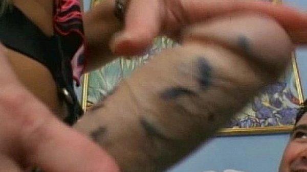 Huge dildo in his asshole 