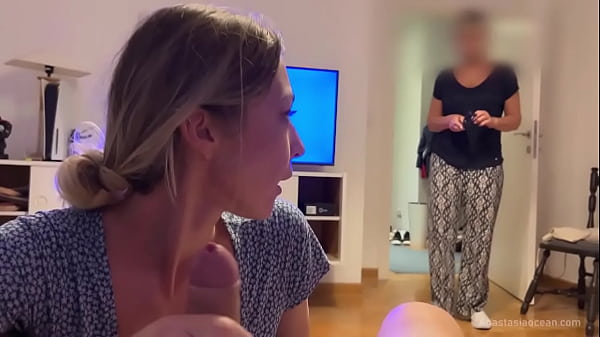 Caught me giving a blowjob to my boyfriend. We were talking and she watched and he cum.