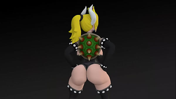 Bowsette big booty and boobs bouncing