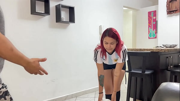 Playing soccer with my stepmom stepson teaches his sexy stepmom to play soccer 