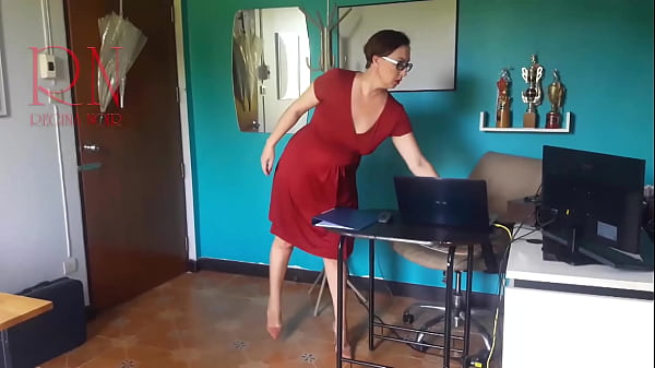 Naked Office. Nudism In A Public Place. A Hired Lady Manager Without Panties At The Workplace. Boss And Manager. thumbnail