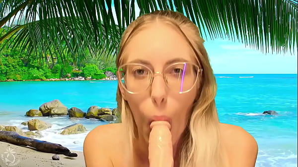 She sucks dildo on beach