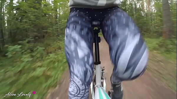 Cute Girl With Round Ass Deepthroats Guy's Cock During Bike Ride In The Forest thumbnail