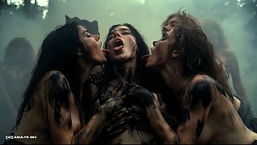 [ai-generated] Naked Lesbian Witches Orgy Forest Bonfire Dirty Ash Covered Bodies, Heavy Bouncing Tits & Future Rave Sabbat thumbnail
