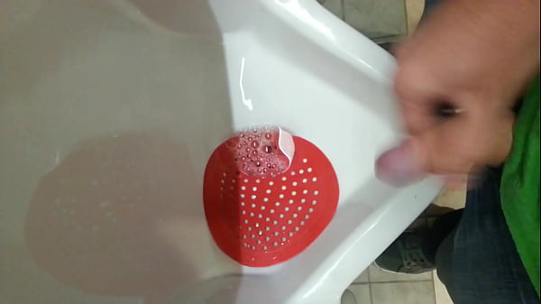 guy with uncut cock pees in public then plays with cock