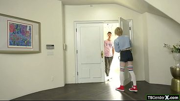 When Michael DelRay shows trans sorority girl Jean Hollywood his big cock he knows she will do anything.The shemale deepthroats and is anal barebacked 