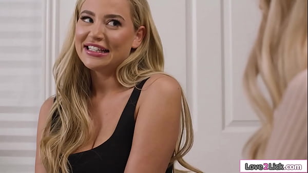 Busty babe Blake Blossom got a salad without nuts because her colleague Emma Hix is allergic and she really wants to kiss and lick the big tits blonde 