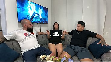 The podcast gets out of control with a beautiful milf with big tits and a huge ass we end up having a very hot threesome thumbnail
