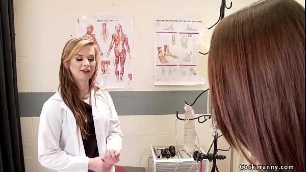 Brunette hottie has a discount spa package and there shemale masseuse licks her pussy and fucks with big cock 