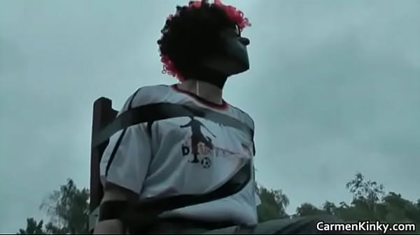 Kinky brunette hoe with big juggs tied 