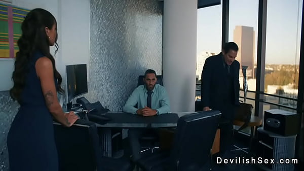 In a pursuit of money rich guy Lucky Fate brought home hot tanned brunette girlfriend Vanessa Sky and she sucked his big cock before he fucked her 